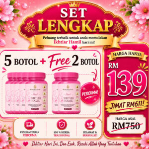 5 Botol  Free 2 Botol Kapsul Ikhtiar Hamil